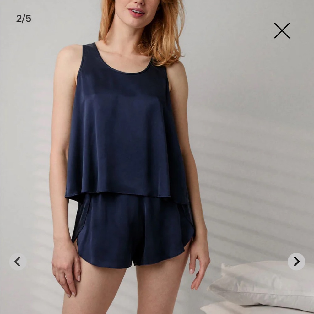 Lunya Navy Silk Sleep Set